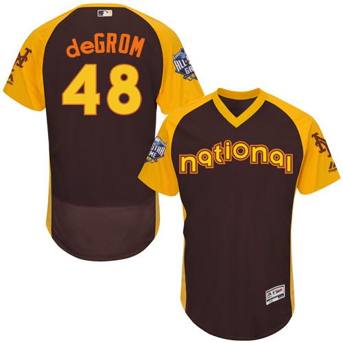 Mets #48 Jacob DeGrom Brown Flexbase Authentic Collection 2016 All-Star National League Stitched MLB Jersey - Click Image to Close